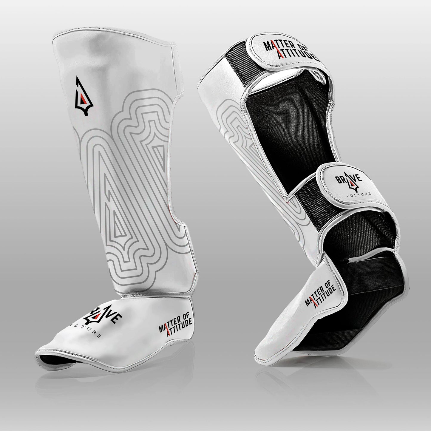 Brave Culture Kickboxing Shin Guards - White Leather