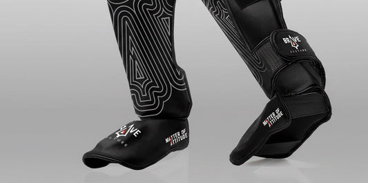 Brave Culture Kickboxing Shin Guards - Black Leather