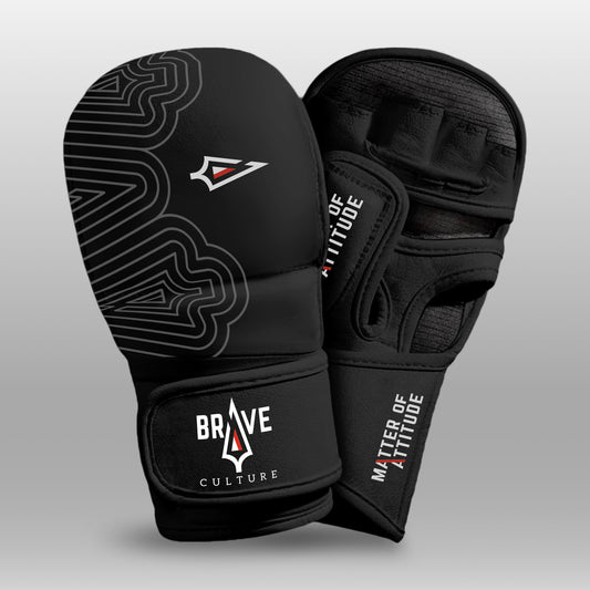 Brave Culture MMA Sparring Gloves -  Black Leather
