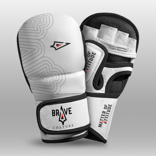 Brave Culture MMA Sparring Gloves -  White Leather